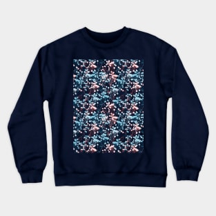 Spring Pink and Blue Floral Plant Pattern Crewneck Sweatshirt